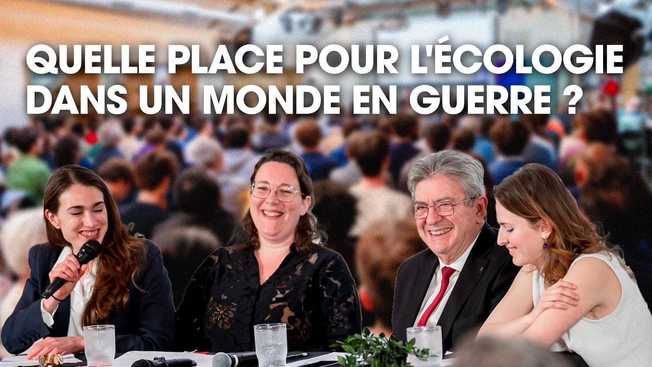 Quelle place pour l'écologie dans un monde en guerre ? Avec JL Mélenchon, C. Chatelain et C. Lejeune - Photo - DR ILB