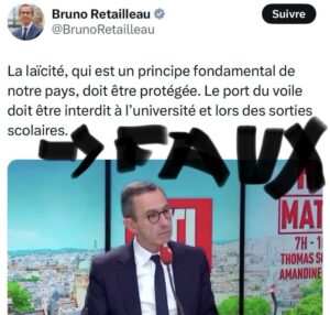 Tweet Bruno Retailleau sur la laïcité