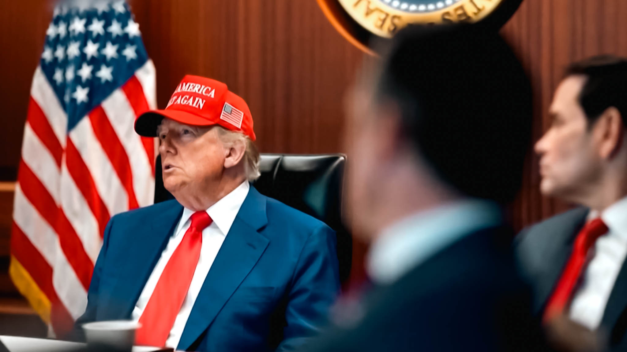 Image de propagande Donald Trump pour la mise en scène de l'attaque en Iran - Photo - White House Press