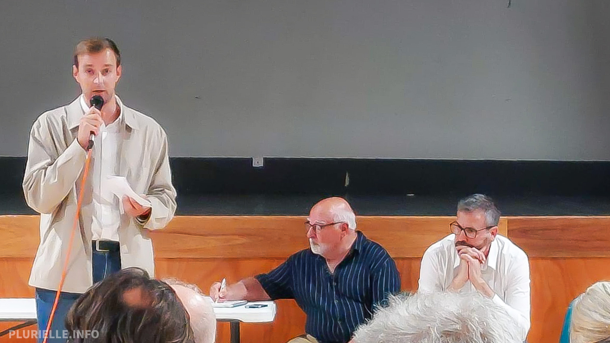 Loupian réunion publique LGV Félix Caron Pierre Miraillès Loïc Linarès - Photo - PLURIELLE-INFO.