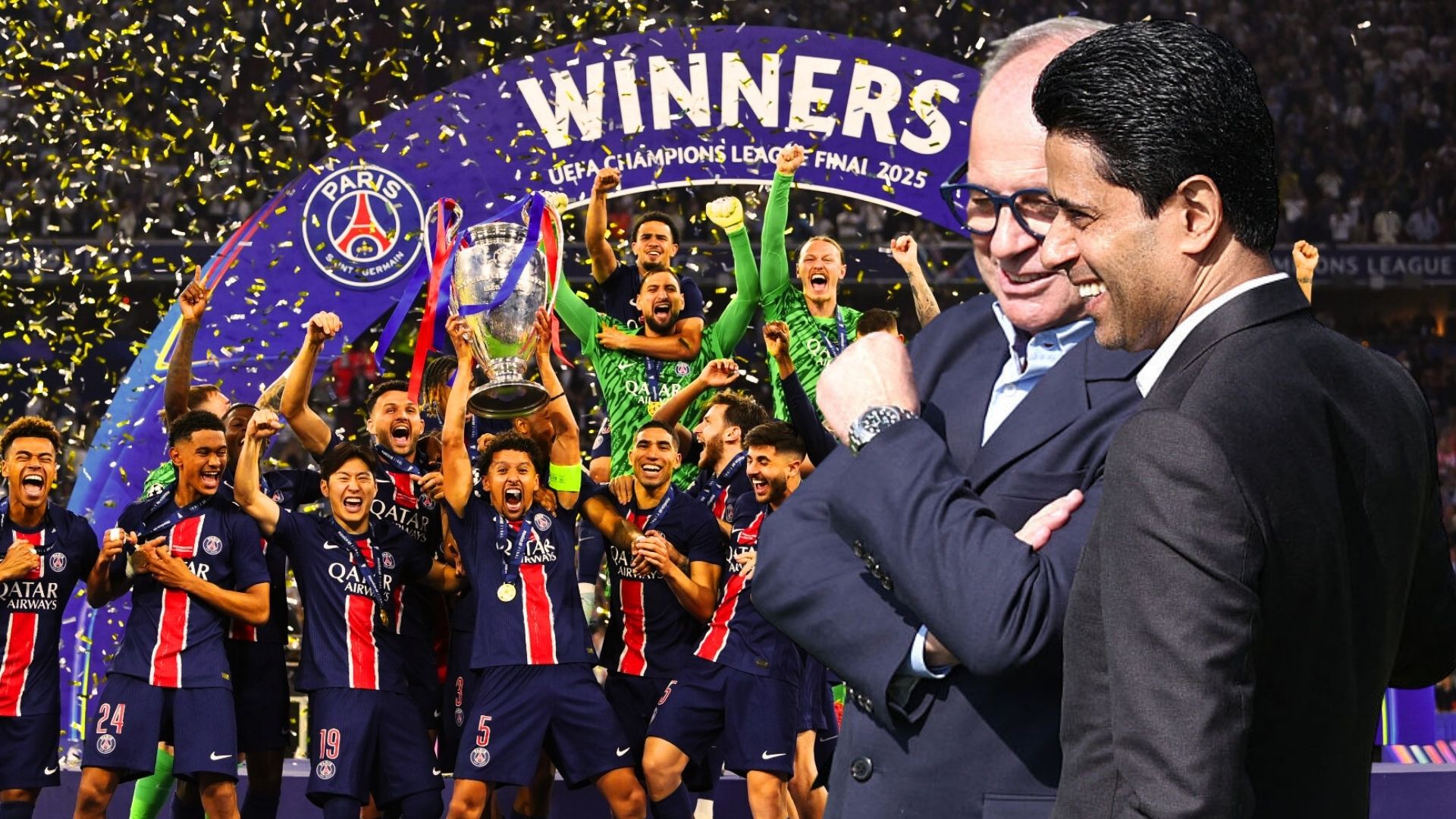 Luis Campos et Nasser Al-Khelaïfi les deux autres champions - Photo - PSG LAB_ PLURIELLE INFO