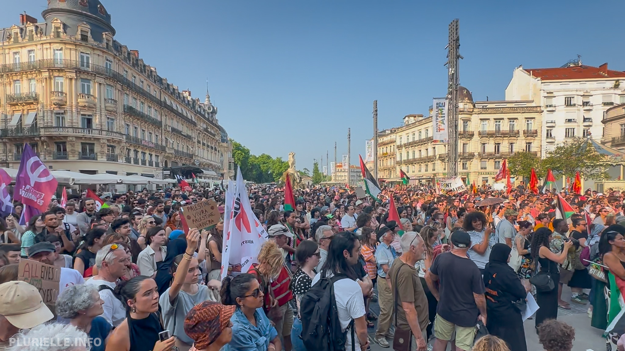 Montpellier 9 juin 2025 mobilisation pour dénoncer l'arrestation du Madleen et le génocide à Gaza - Photo - PLURIELLE INFO