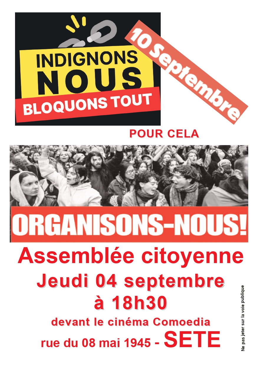 Assemblée citoyenne Sète jeudi 4 septembre