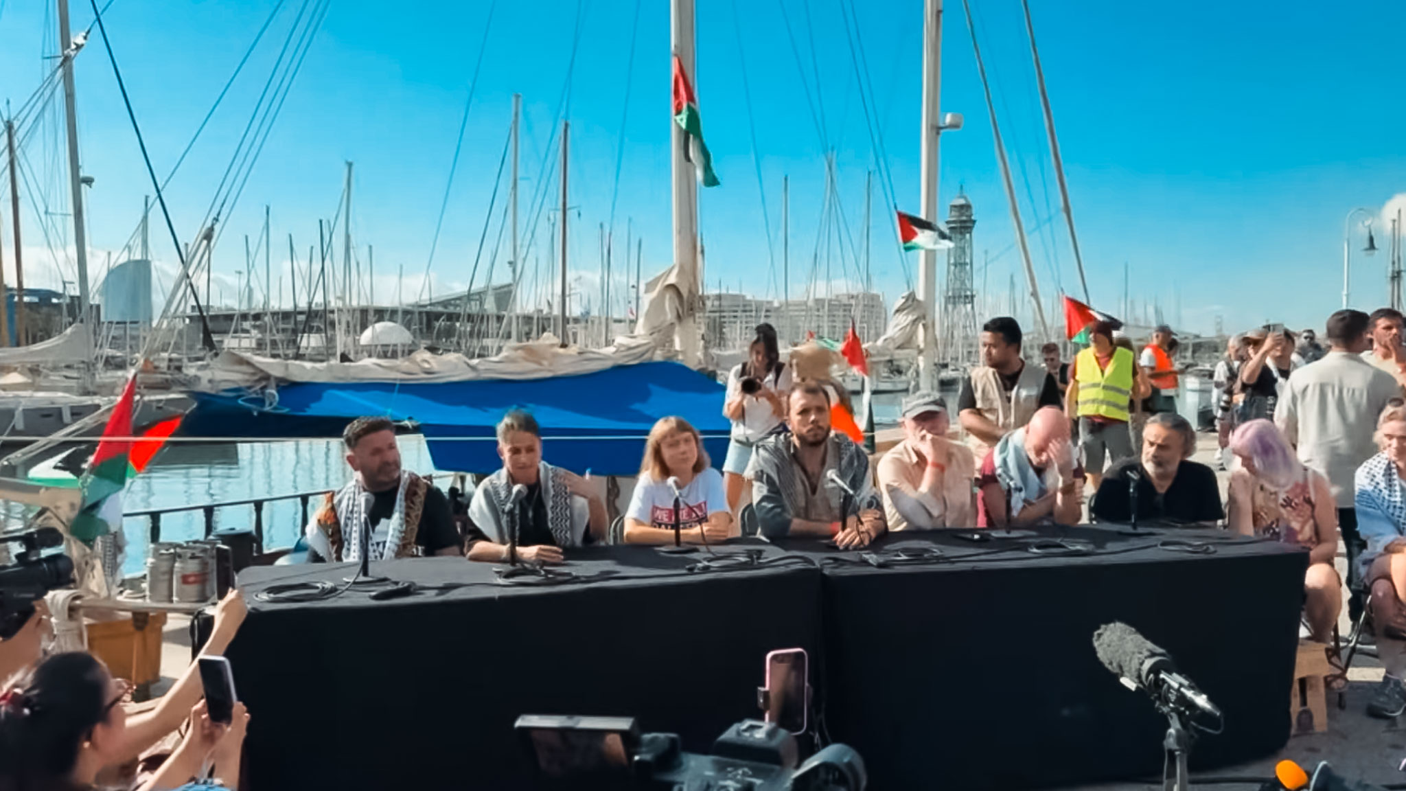 Global Sumud Flotilla conférence de presse Barcelona aout 2025 - Photo - Live Flotilla
