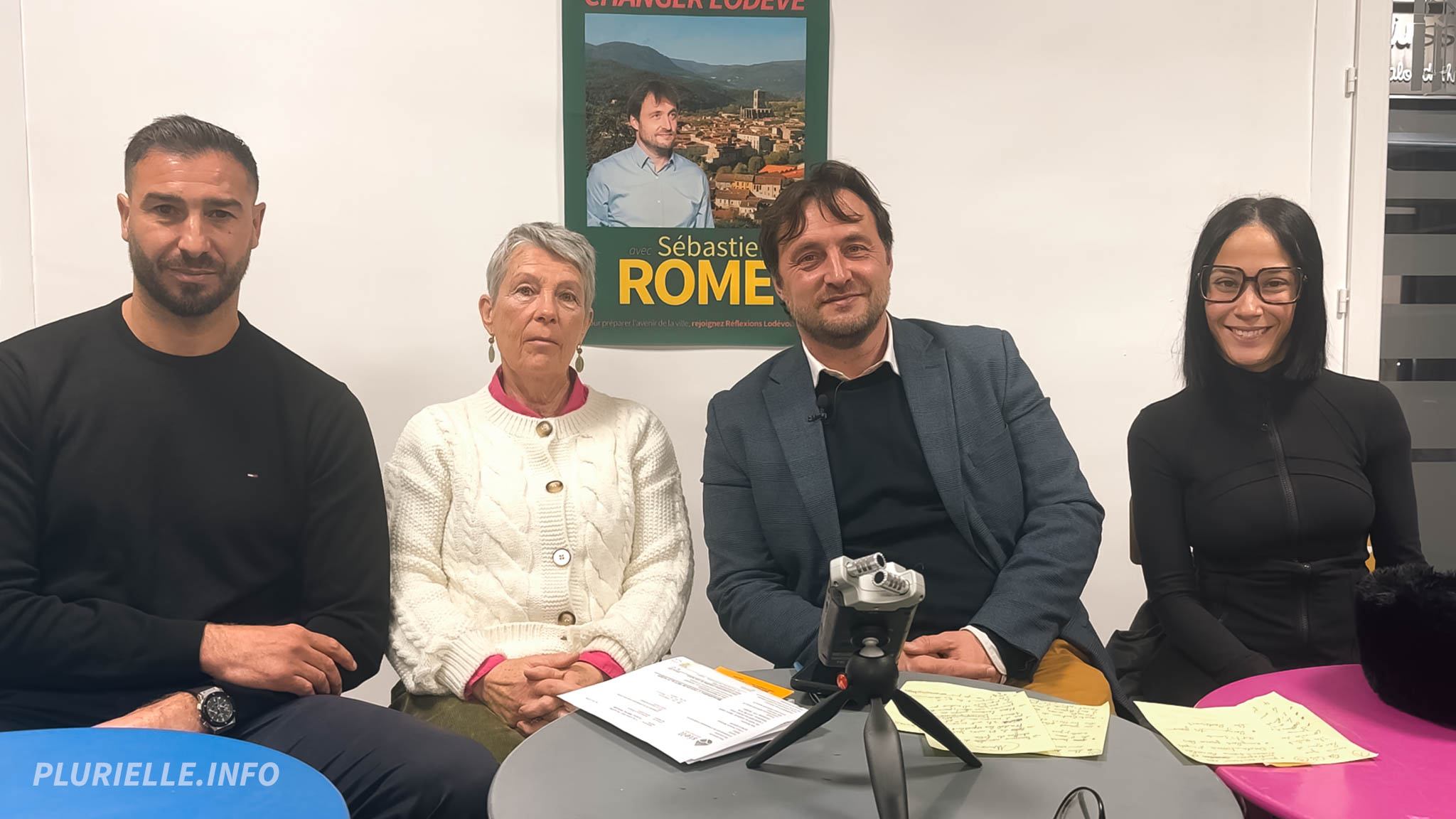 Hocine Bakiri, Françoise Gal, Sébastien Rome Loubna El Kaddouri conférence de presse Lodève 2025 - Photo - JPV PLURIELLE INFO