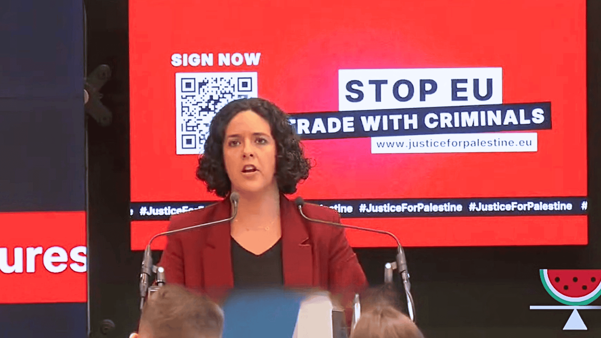 Déclaration de Manon Aubry avec l'European Left Alliance - Photo - ELA