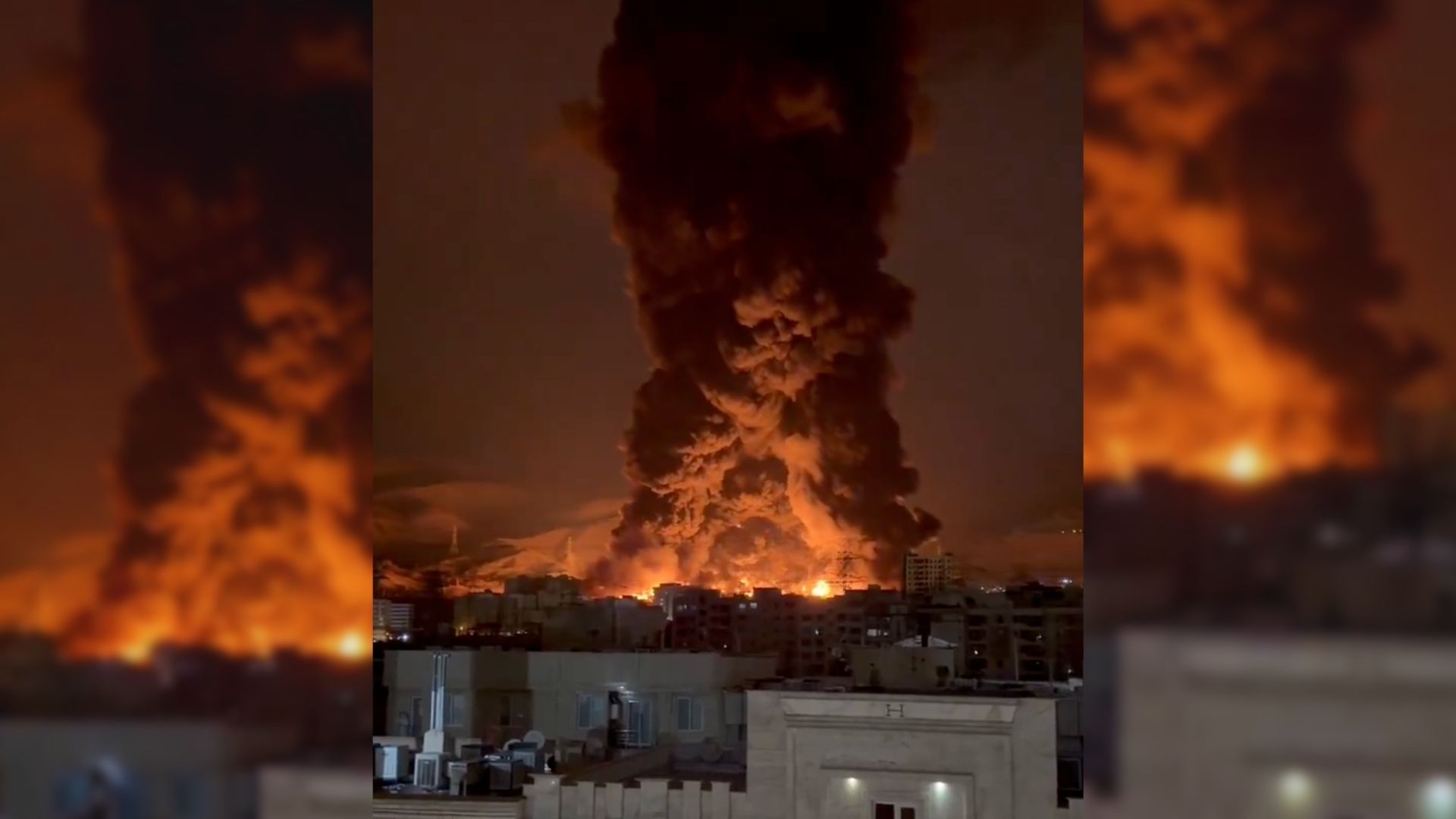 Dépôt pétrolier de Téhéran en flammes - Photo - Screen shot DR AJ