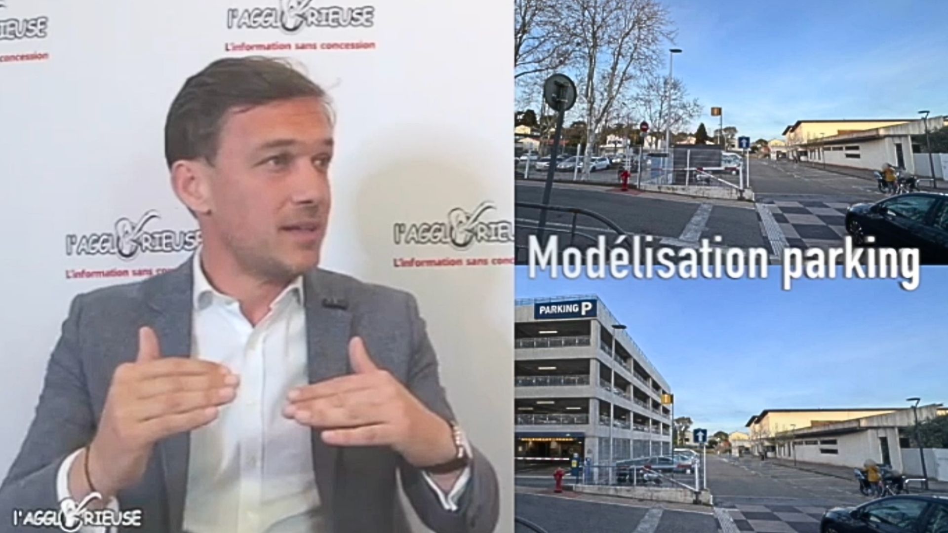 Modélisation du Parking Miro à Castelnau face à l'école Rose de France - Photo - Screen shot Agglorieuse & LAB_ PLURIELLE INFO