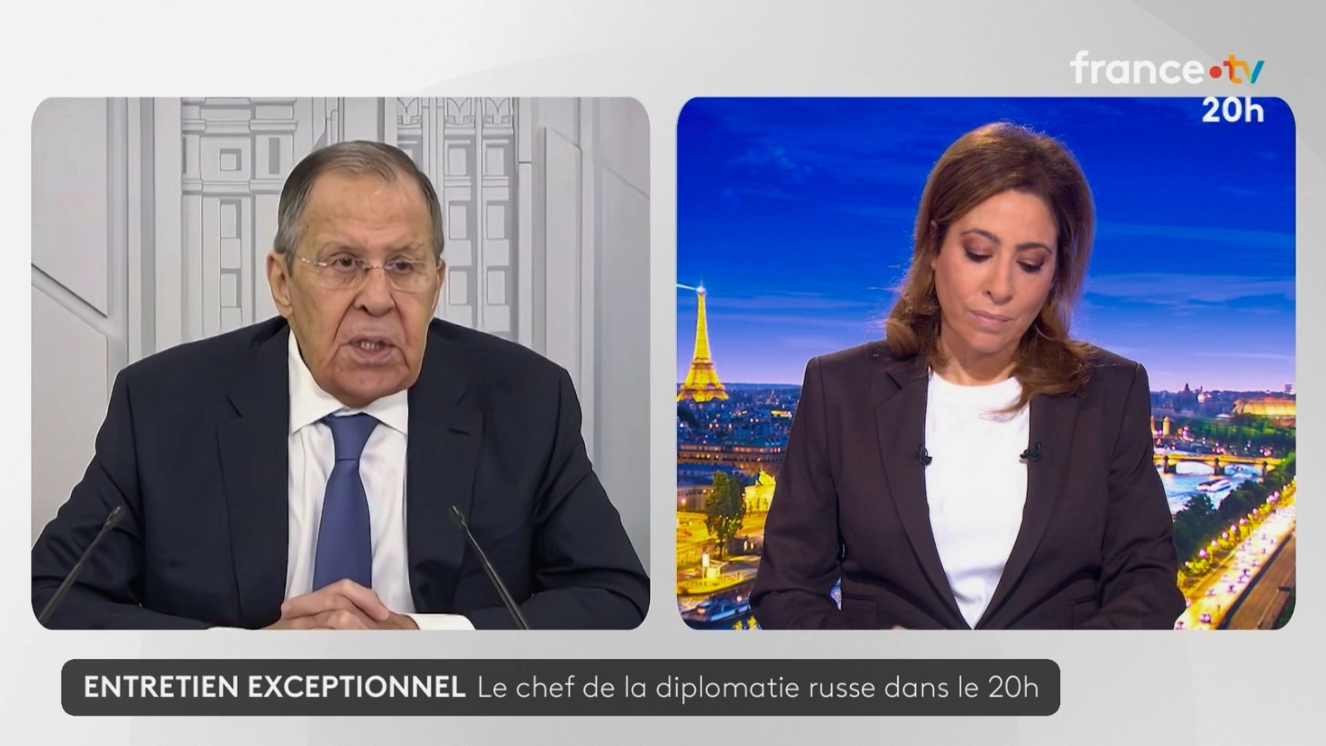 Sergueï Lavrov sur France Télévision mars 2026 - Photo - Screen shot francetv