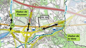 Carte SNCF réseau zone Issanka Poussan les deux viaducs