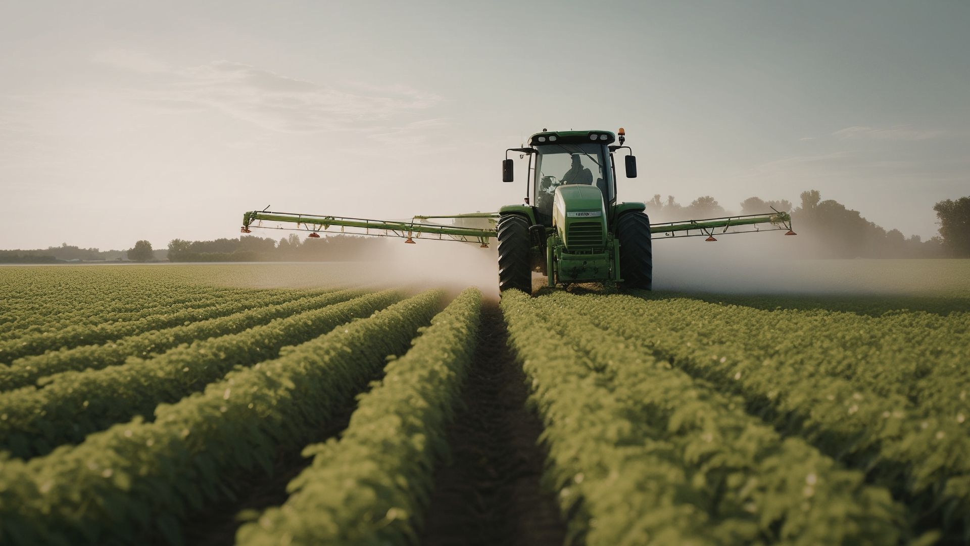 Tracteur qui pulvérise un champ cultivé - Photo - Vlad Fratila