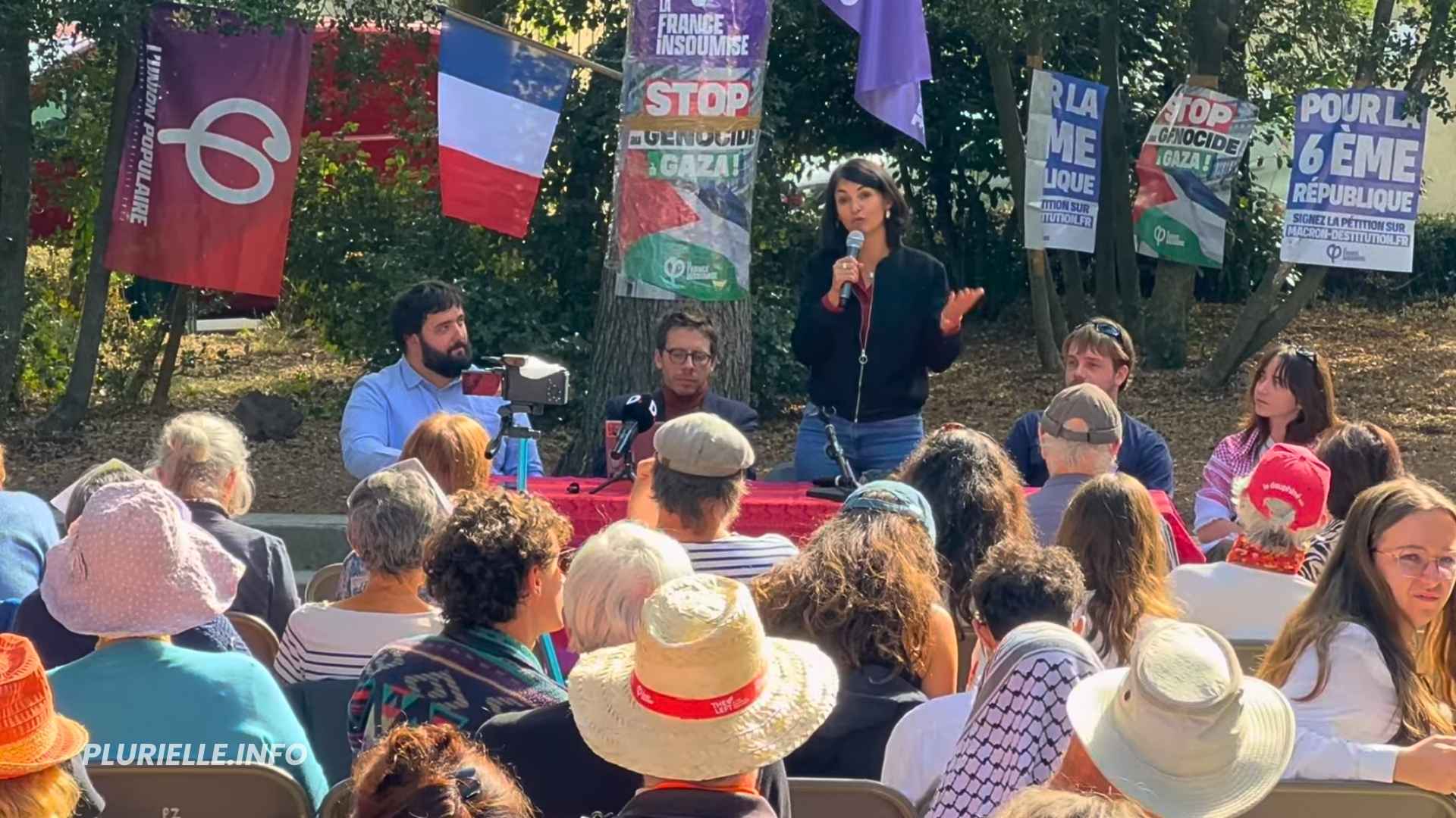 Intervention d'Aurélie Trouvé lors de l'édition 2025 du FIestival à Pézenas - Photo - Archives PLURIELLE INFO