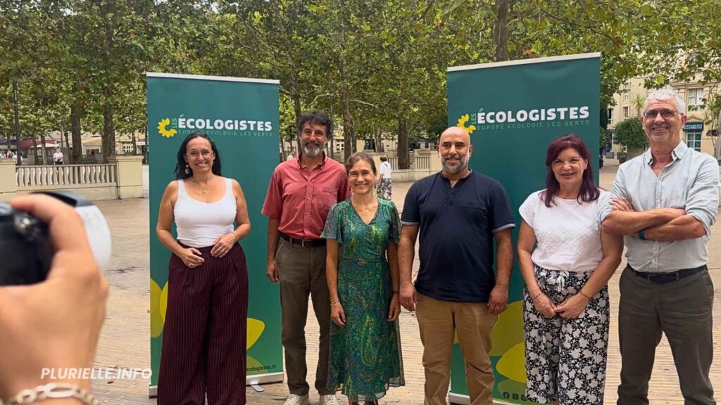 Lise Florès, Silvain Pastor, Agnès Gizard-Carlin, Saïd Bouya, Elisabeth Jaune et Philippe Hippert Sénatoriales 2026 Les Écologistes - Photo - PLURIELLE INFO