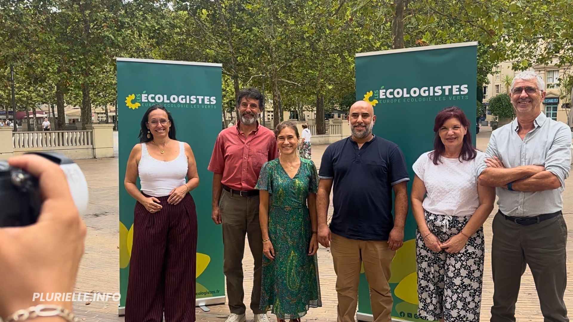 Lise Florès, Silvain Pastor, Agnès Gizard-Carlin, Saïd Bouya, Elisabeth Jaune et Philippe Hippert Sénatoriales 2026 Les Écologistes - Photo - PLURIELLE INFO