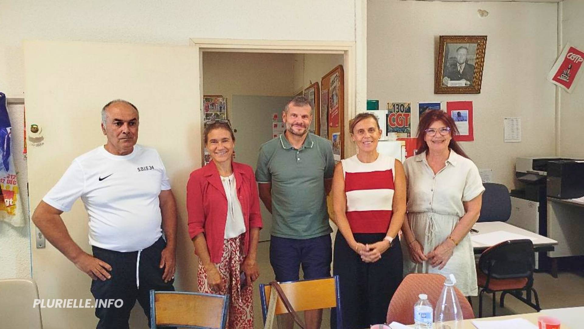 Michel Manuel CGT, Agnès Carlin Gizard, Nicolas Desagher, Patricia Bernard CGT , Elisabeth Jaune, Hérault les pompiers en alerte - Photo - LF PLURIELLE INFO