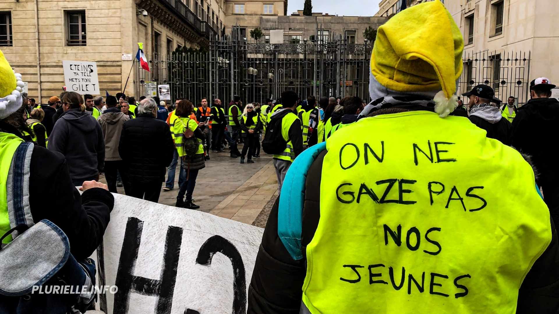 Gilets Jaunes : "on ne gaze pas nos jeunes" Montpellier 2018 - Photo - Archives JPV PLURIELLE INFO