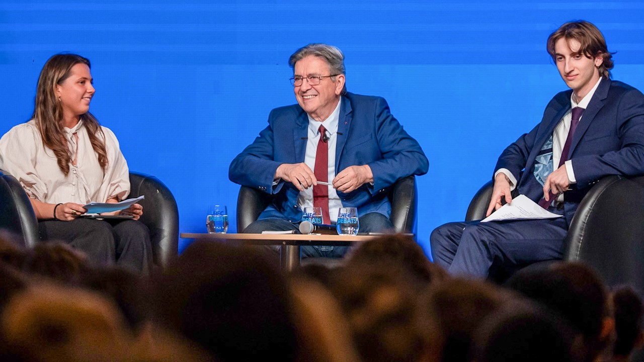 Conférence de Jean-Luc Mélenchon à HEC - Photo - Flux YT